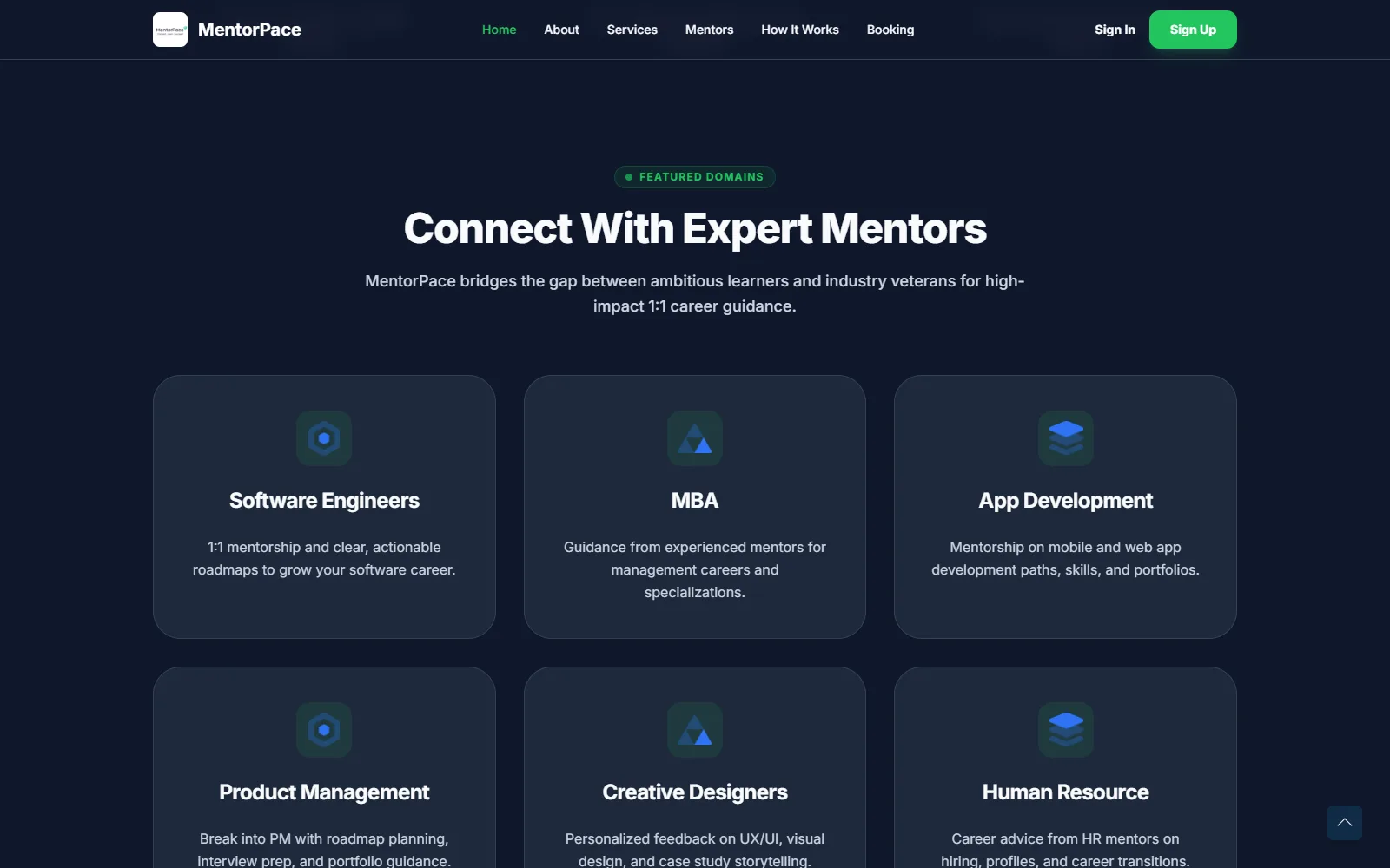 MentorPace services and how-it-works sections