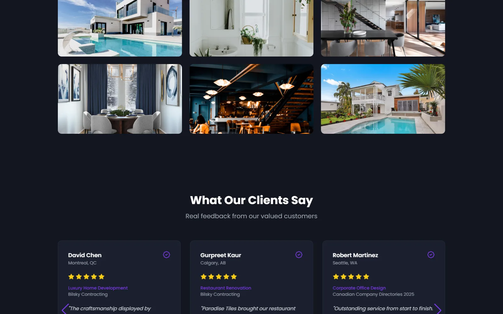Paradise Tiles project showcase section
