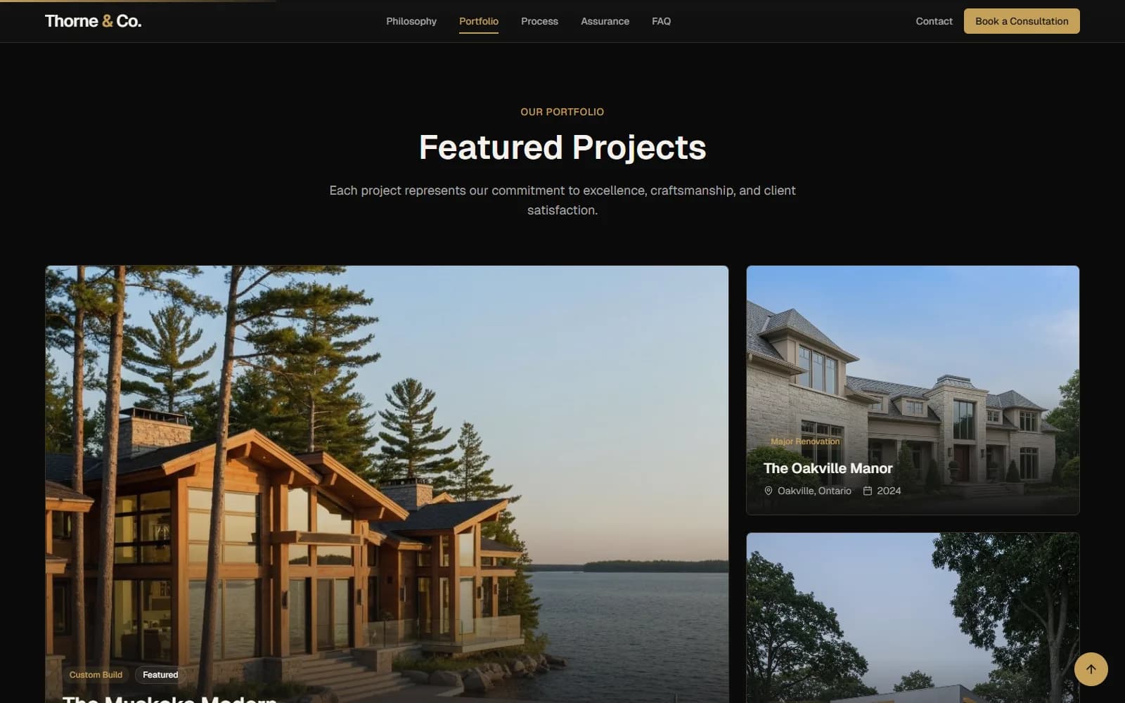 Thorne & Co. prototype featured-projects section